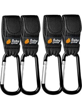 4-Pack Stroller Hooks for Diaper Bags - Adjustable Carabiner Clips, Carry 11 lbs
